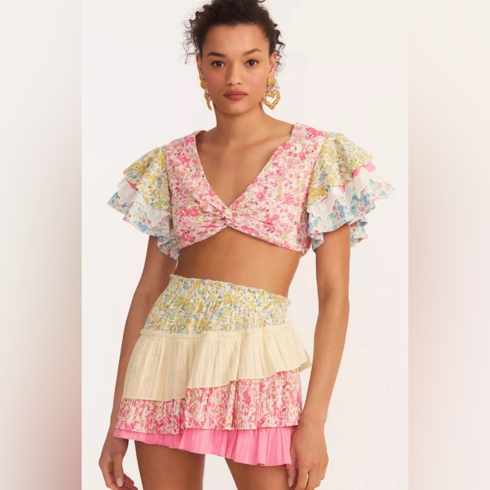 Loveshackfancy Kielle Ruffle Crop Top & Mayze Mini Skirt Set